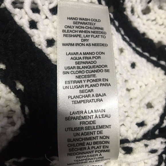 Chico's Women's Cardigan Chico's 1= Medium Black White Embroidered Open Front - Picture 7 of 11